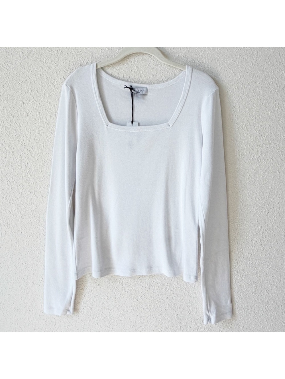 Michael Stars Reign Square Neck Tee White Size Large Minimalist Neutral 90s